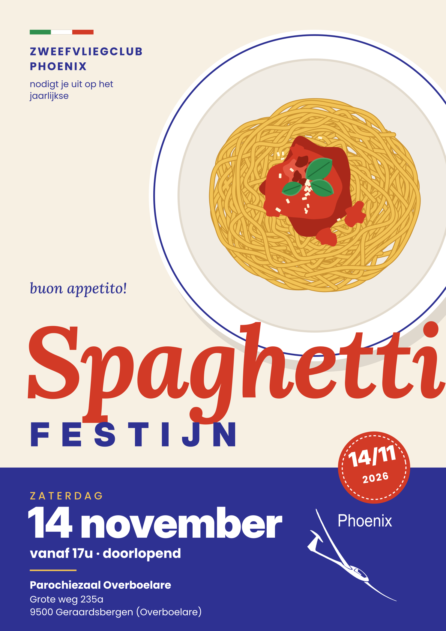 Affiche spaghettifestijn 14 november 2026